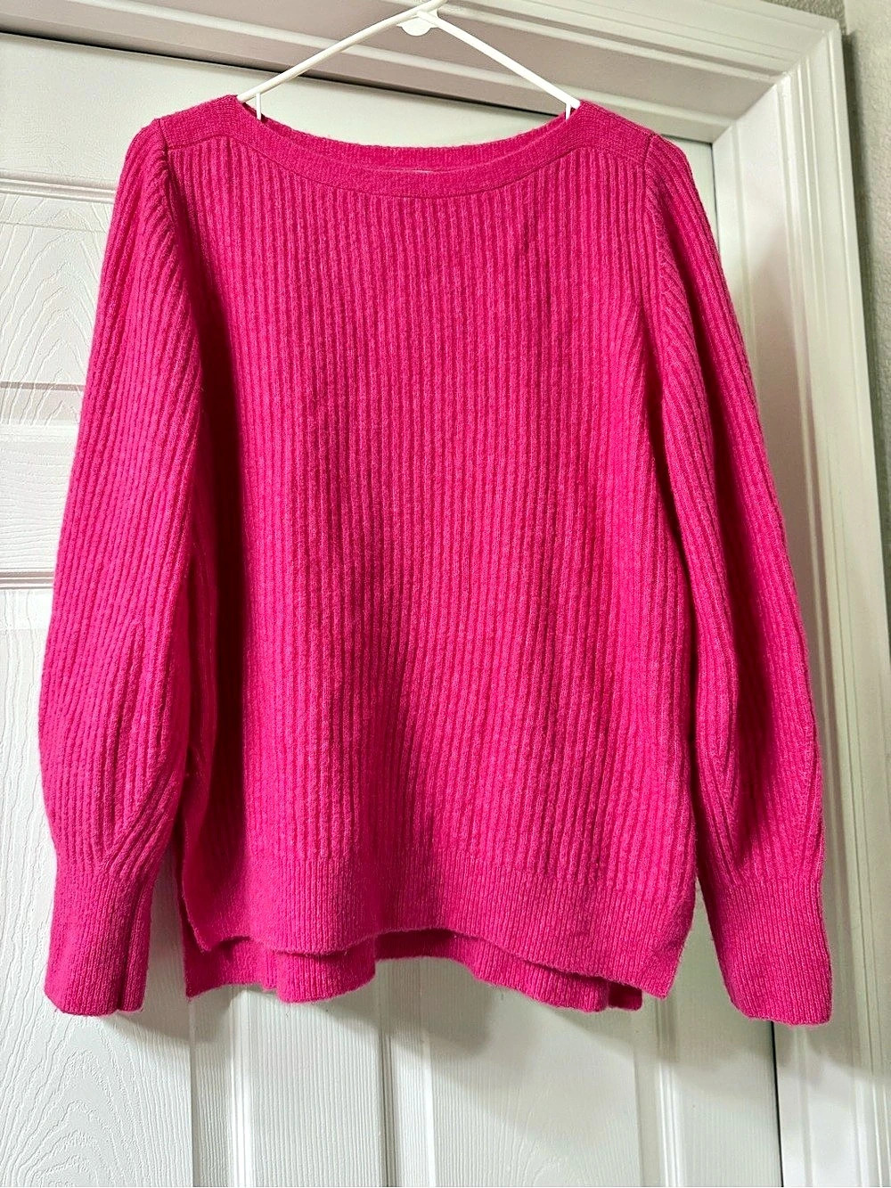 Athleta Layover Sweater Merino Wool Ribbed Pink Medium